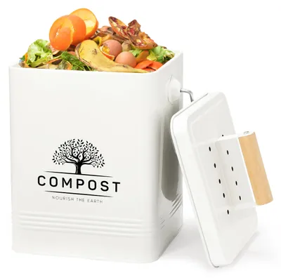 Immagine prodotto di Contenitore per il compostaggio da cucina Perfmique, capacità 4,5 litri, da appoggiare sul piano di lavoro, con coperchio