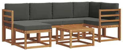 Productafbeelding van vidaXL Tuinset met 7 zitplaatsen, natuurlijke en antraciet kleur