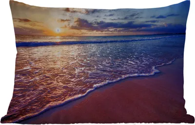 Produktbild von MuchoWow® Outdoor Kissen - Meer - Strand - Sonnenuntergang - Wolken - Horizont - 50x30 cm - Wetterfest - Lounge Kissen - Sofa kissen - Wohnzimmer Dekoration