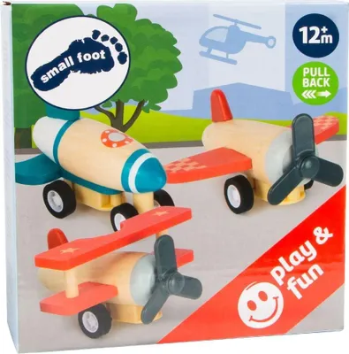 Produktbild von Rückziehflugzeug-Set – Flugzeug – Doppeldecker und Rakete
