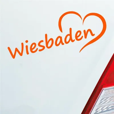 Produktbild von Auto Aufkleber Wiesbaden Herz Stadt City Liebe Love Heart 19,5x8 cm Orange Sticker Heckscheibenaufkleber