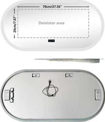 Productafbeelding van Bluetooth-spiegel voor de badkamer, ovaal, met touch-bediening, 120x60 cm (48x24 inch), aluminium
