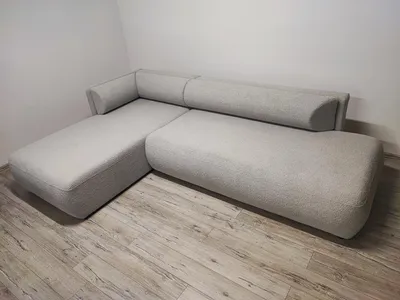 Produktbild von Cloud Ecksofa mit Schlaffunktion, Grau Bouclé-Stoff, 289x187 cm, mit Bettkasten und Wellenfedern, Liegefläche 127x242 cm (Mit Armlehne Links)