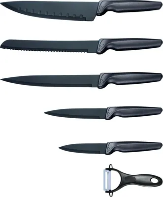Immagine prodotto di Set di coltelli Michelino 6 pezzi con lame in acciaio inox Coltello da cucina Coltello da chef Coltello pelapatate Grigio