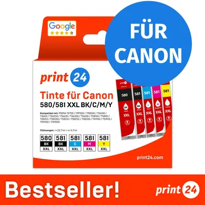 Produktbild von Tintenpatronen für Canon 580/581 XXL, Multipack (BK/BK/C/M/Y), 1 Stück