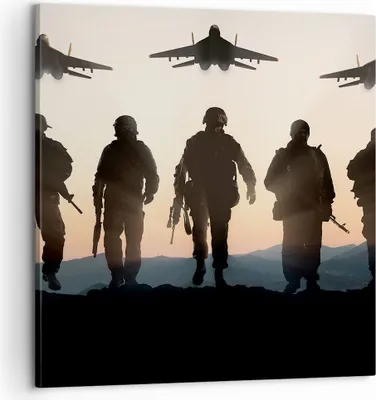 Produktbild von Bild auf Leinwand - Leinwandbild - Armee Militaria - 60x60cm - Wand Bild - Wanddeko - Wandbilder - Leinwanddruck - Bilder - Kunstdruck - Wanddekoration - Leinwand bilder - Wandkunst - AC60x60-3436