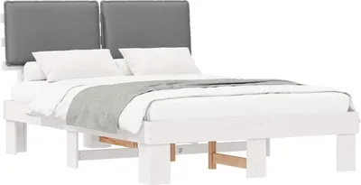 Produktbild von vidaXL Bettgestell mit gepolstertem Kopfteil Hellgrau 140 x 200 cm