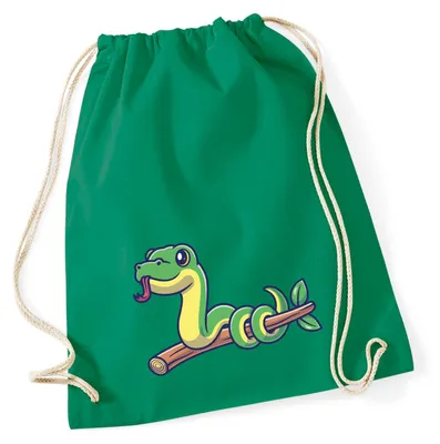 Produktbild von Huuraa Turnbeutel Schlange Comic 12 Liter Kelly Green Baumwolle Rucksack Geschenkidee