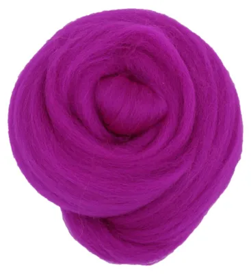 Produktbild von Filzwolle 20 g im Kammzug, ca. 90 cm Länge – 100% Wolle (Merino) Märchenwolle zum Nassfilzen und Trockenfilzen, Spinnen – Dunkelmagenta
