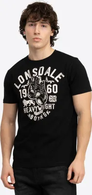 Image de T-shirt hommes coupe régulière MINVER Noir/Ecru L Lonsdale