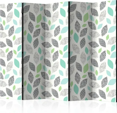 Obrázek produktu pro Jednostranný paraván Listy 225x172 cm 5dílný šedý