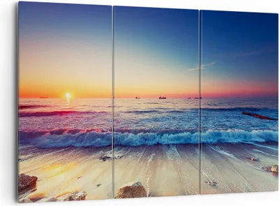 Produktbild von Bild auf Leinwand - Leinwandbild - Meer Strand Welle - 165x110cm - Wand Bild - Wanddeko - Leinwanddruck - Bilder - Kunstdruck - Wanddekoration - Leinwand bilder - Wandkunst - CE165x110-3613