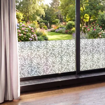 Produktbild von Sichtschutzfolie – Blütenblattmuster – Selbstklebende Fensterfolie für Fenster und Duschtüren – 40 x 100 cm