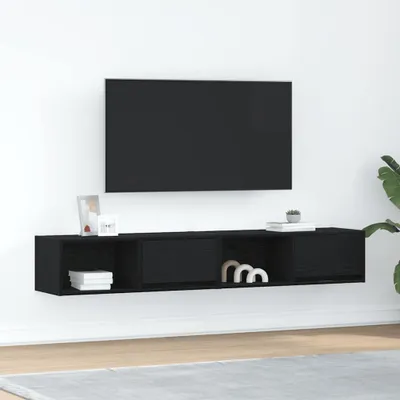 Image de Meuble TV 2 pcs chêne noir 80x31x25,5 cm bois d'ingénierie