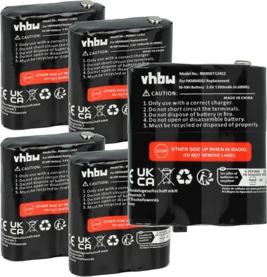 Produktbild von vhbw 5x Akku kompatibel mit Motorola Talkabout T8500, T9500 Funkgerät, Walkie Talkie (1300 mAh, 3,6 V, NiMH)