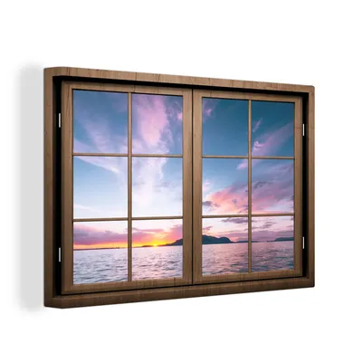 Produktbild von OneMillionCanvasses® - Leinwandbilder - 150x100 cm, Aussicht - Meer - Berge, Wandbilder Kunstdruck Wanddekoration