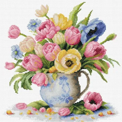 Obrázek produktu pro Sada Luca-S pro výšivku křížkem "Kytice tulipánů", rozměry 26x26,5 cm