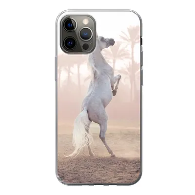 Produktbild von MuchoWow® Handyhülle Schutzhülle Hülle für iPhone 13 Pro Pferd - Sand - Palme Silikon Softcase Handy Hülle - Handy-Tasche