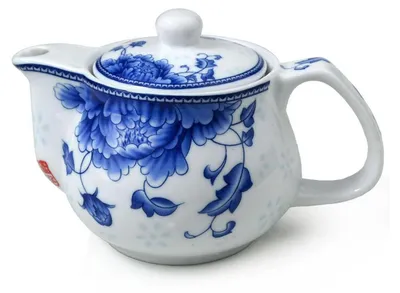 Immagine prodotto di Teiera in porcellana, 266 ml, blu e bianco, con infusore