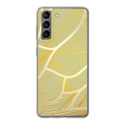Produktbild von MuchoWow® Handyhülle Schutzhülle Hülle für Samsung Galaxy S21 Goldene Wellen auf grünem Hintergrund Silikon Softcase Handy Hülle - Softcase