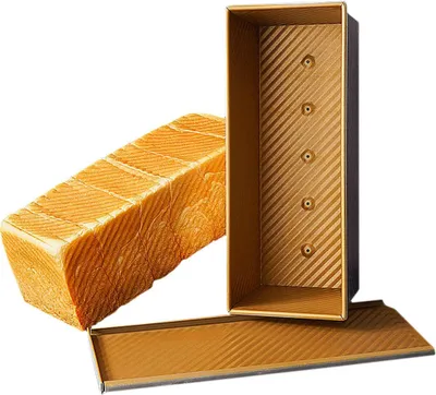 Image de CANDeal Pour 1000g de pâte à pain grillé Moule à pâtisserie Moule à pain avec couvercle(or-rectangle-ondulation)