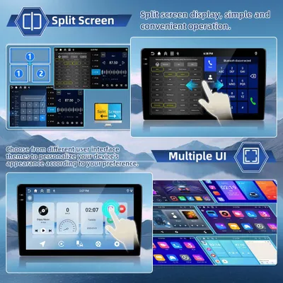 Obrázek produktu pro Autorádio 2DIN, 9 palců, s Androidem 15, 4 GB RAM, 128 GB úložiště, bezdrátové CarPlay a zadní kamera