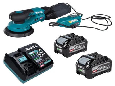 Obrázek produktu pro Makita BO 002 CGU201 akumulátorová excentrická bruska 40 V max., 150 mm, zdvih 5,0 mm, bezkartáčový motor + 2x akumulátor 4,0 Ah + nabíječka