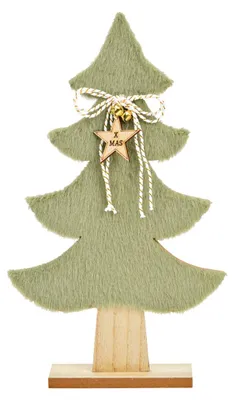 Image de Sapin vert figurine décorative, aspect fourrure synthétique, en 17x31x5 cm