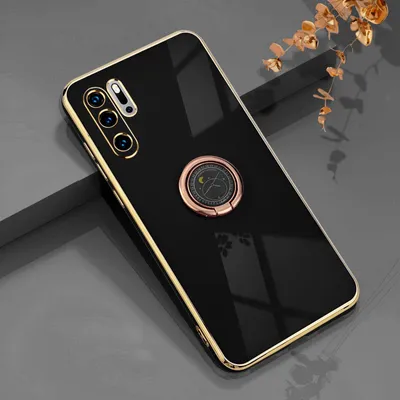 Schutzhülle für Huawei P30 Pro, Silikon, 360° Ring, schwarz