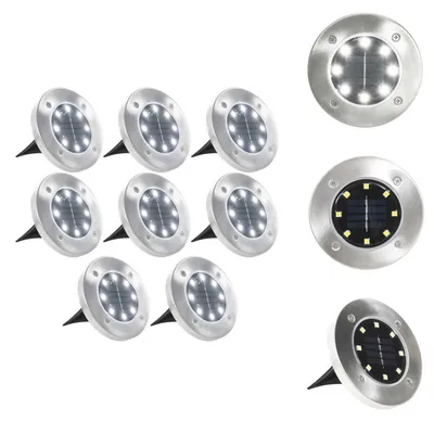 Zdjęcie produktu dla vidaXL Solarne lampy gruntowe 8 szt. LED białe - Oświetlenie zewnętrzne