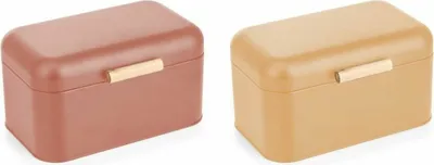 Obrázek produktu pro Koš na chléb DKD Home Decor 30,50 x 20,7 x 15 cm kovový terakotově žlutý Vintage (2 kusy)