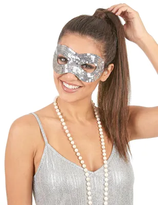 Produktbild von Venezianische Pailletten-Augenmaske silber - Einheitsgröße