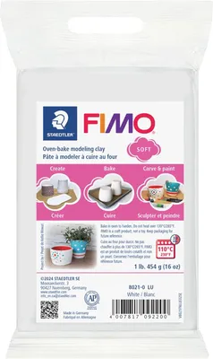 Imagen del producto de FIMO soft 8021, plastilina para modelar, color blanco, 1 unidad, 454 g