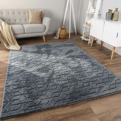 Produktbild von Teppich Bubble Wohnzimmer Schlafzimmer Hochflor Fell Geometrisches Design 3D Grösse 120x160 cm