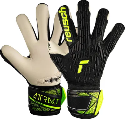 Produktbild von Reusch Torwarthandschuh Attrakt Freegel Gold Junior mit Finger Support Evolution Negative Cut 7752 black/safety yellow 8