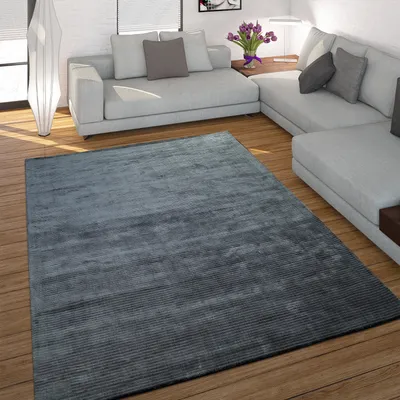 Immagine prodotto di Tappeto fatto a mano di alta qualità 100% viscosa effetto velluto a coste lucentezza vintage antracite dimensioni 80x150 cm