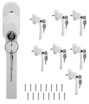 Produktbild von Lospitch fenstergriff abschließbar Aluminium 8 Stück 7×35, Fenstersicherung mit Schloss in Stiftlänge 35mm, Fenstergriffe Weiß