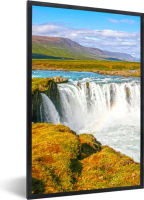 Produktbild von MuchoWow® Gerahmtes Poster Wasserfall - Wasser - Natur 40x60 cm - Poster mit Schwarzem Bilderrahmen Wandposter Rahmen Foto Bilder - Papierdruck - Wandbilder
