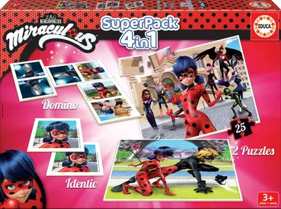 Produktbild von Educa Puzzle-Spiel Miraculous Ladybug Superpak 4 in 1 für Kinder