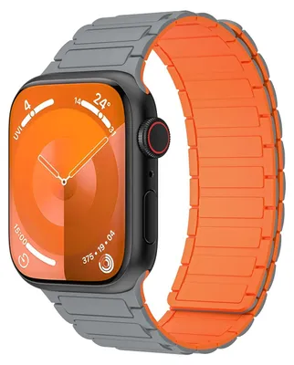 Image de Bracelet de remplacement en silicone magnétique de haute qualité pour Apple Watch SE 2023 40 mm, gris / orange
