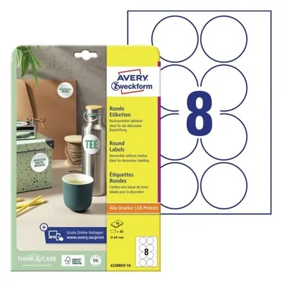 Immagine prodotto di AVERY Zweckform 6228REV-10 Etichette AVERY Zweckform, diametro: 69 mm