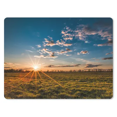 Produktbild von MuchoWow® Mauspad Mousepad Sonnenuntergang - Natur - Wolken - Gras 23x19 cm - Mousepads - Maus Mat - Pad - Mausunterlage - Schreibtischunterlage - Mauspad