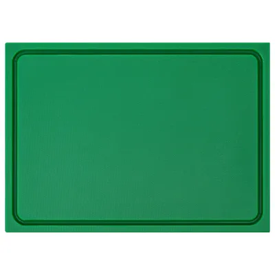 A green cutting board on a white background.
