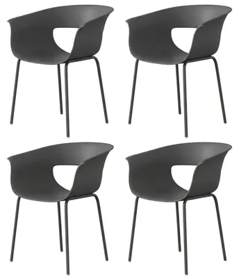 Produktbild von Outsunny Gartenstühle 4er Set ergonomisch Balkonstühle mit Ausschnittdesign