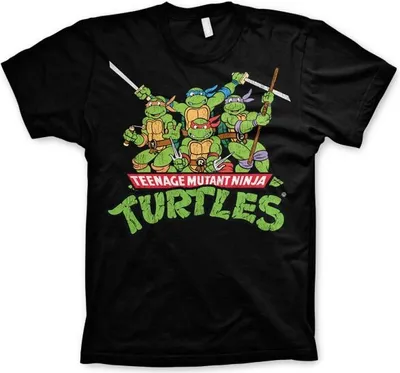 Produktbild von Turtles Distressed Group T-shirt - Small - Black