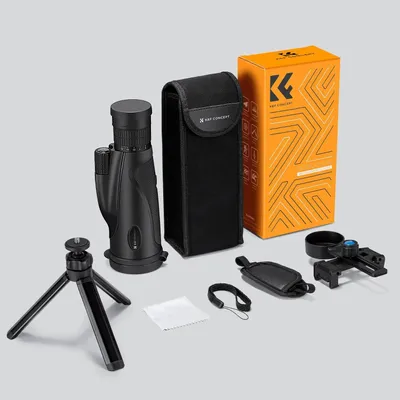 Image de Télescope monoculaire - Zoom 8–32x50 - Jumelles - Objectif HD FMC de 50 mm - Vision nocturne en faible luminosité - Support pour smartphone et trépied - Noir
