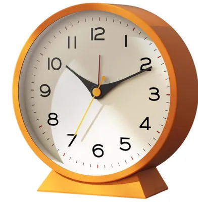 Produktbild von Tyme Wecker Analog, rund mit Standfuß, ohne Ticken, Orange