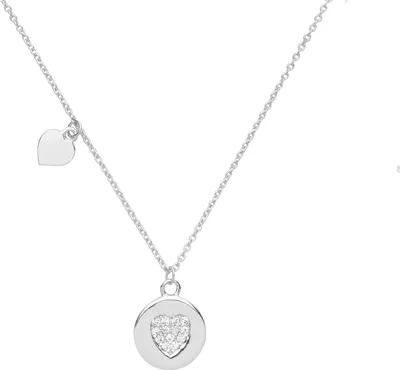 Image de Pendentif et chaîne Femme Coeur Plaqué Rhodium Argent fin 925 avec Oxyde de Zirconium - 43cm; TRS23511