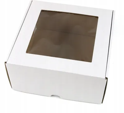 Produktbild von 20x20x10 cm Box mit Fenster quadratisch Weiß - Satz von 5 Stück- Schachtel mit Fenster, Verpackung mit Sichtfenst