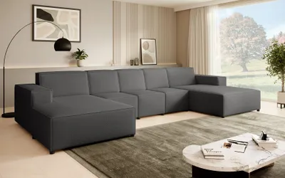 Produktbild von Ecksofa PEDRO U XL, breite Ottomane, Farbe: Dunkelgrau (Raven18)